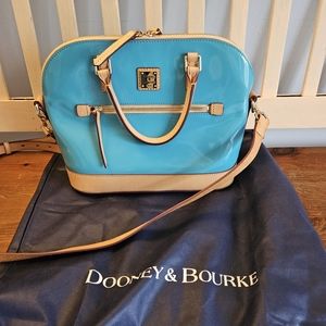 Dooney & Bourke Patent Leather Domed Sky Bkue Satchel Bag